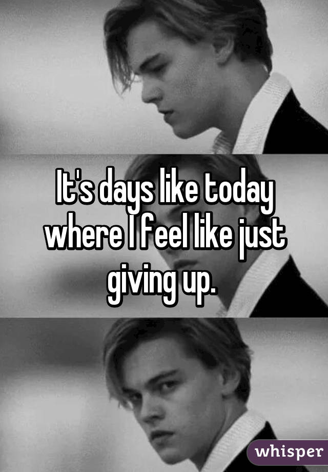 It's days like today where I feel like just giving up. 