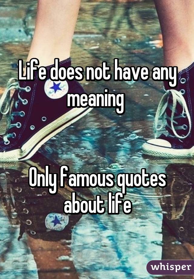 Life does not have any meaning 


Only famous quotes about life