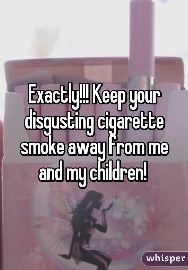 Exactly!!! Keep your disgusting cigarette smoke away from me and my children! 