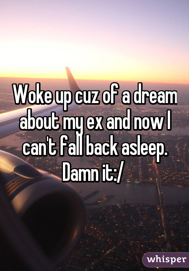 Woke up cuz of a dream about my ex and now I can't fall back asleep. Damn it:/ 