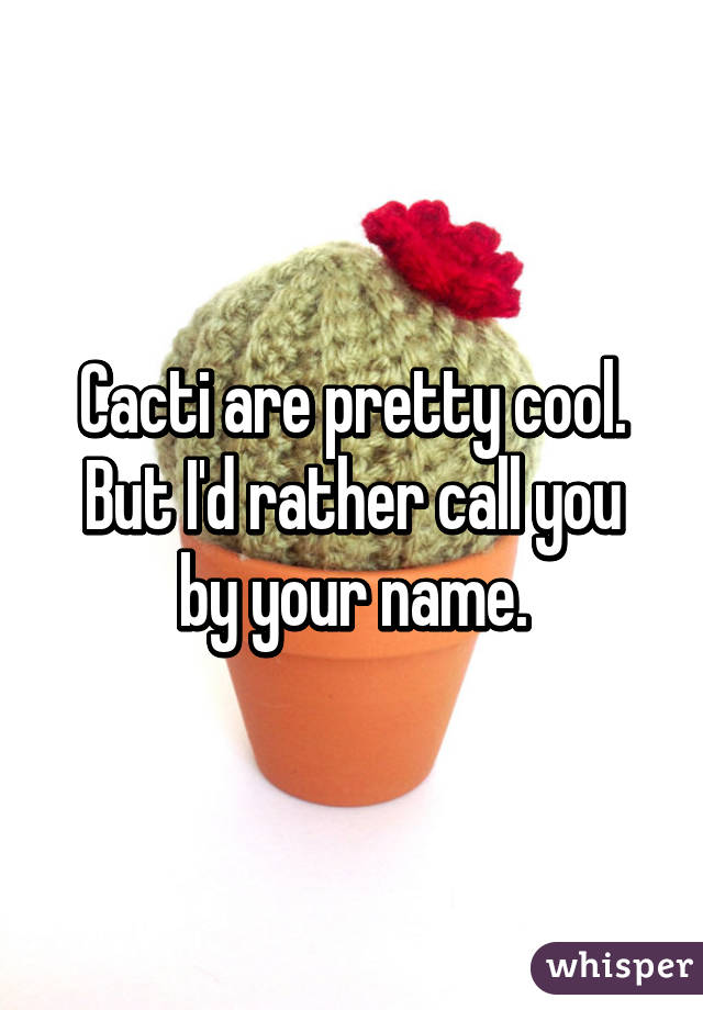 Cacti are pretty cool.
But I'd rather call you by your name.