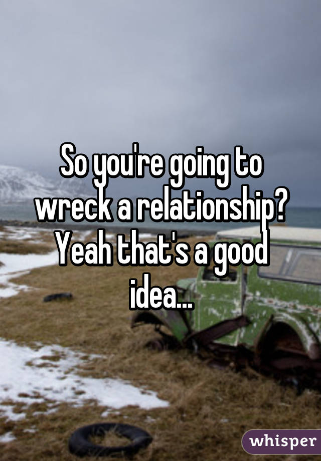 So you're going to wreck a relationship? Yeah that's a good idea...