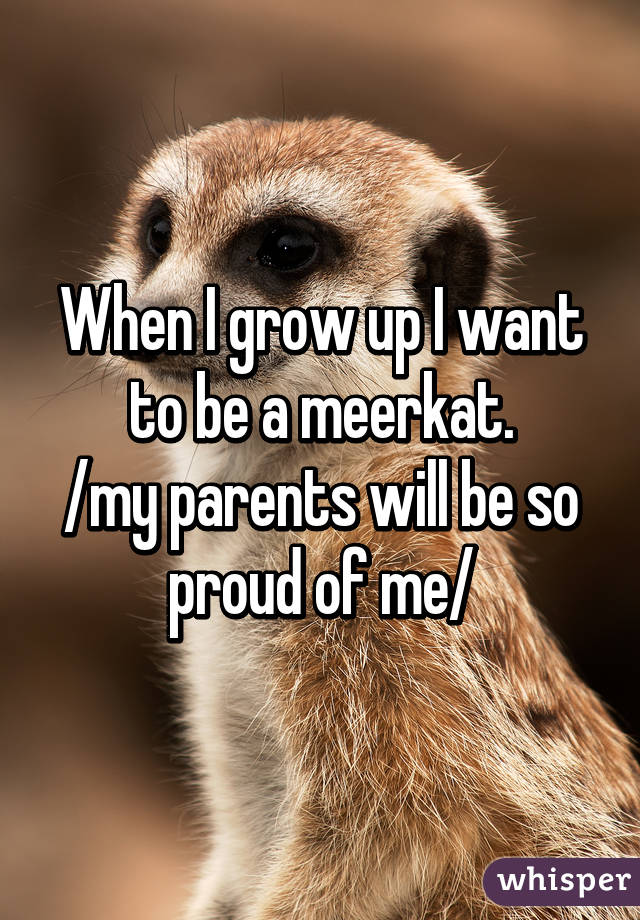 When I grow up I want to be a meerkat.
/my parents will be so proud of me/