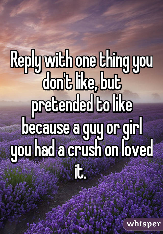 Reply with one thing you don't like, but pretended to like because a guy or girl you had a crush on loved it. 