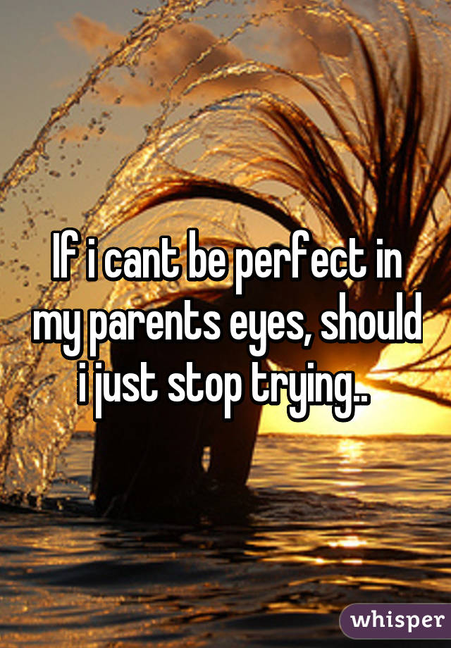 If i cant be perfect in my parents eyes, should i just stop trying.. 