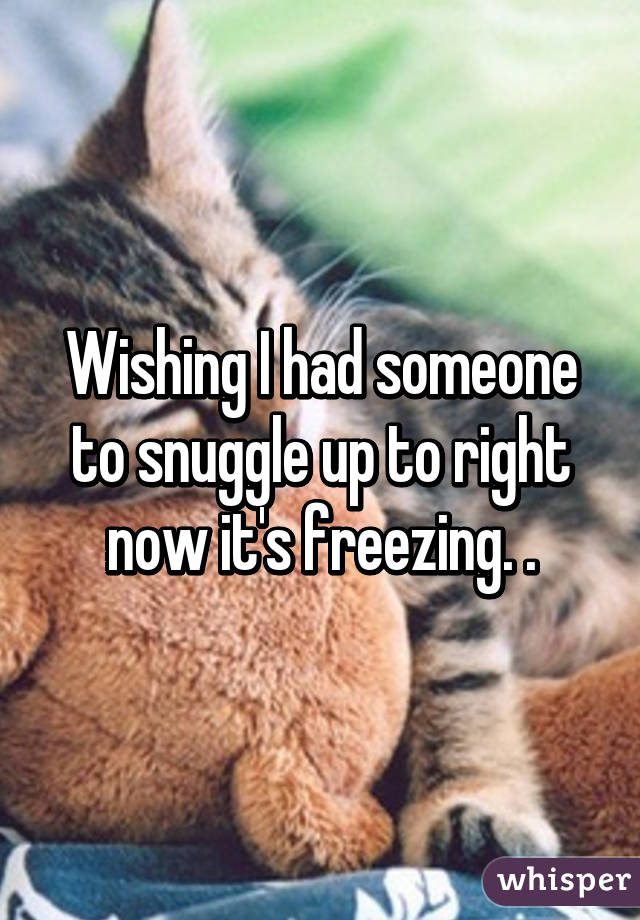 Wishing I had someone to snuggle up to right now it's freezing. .