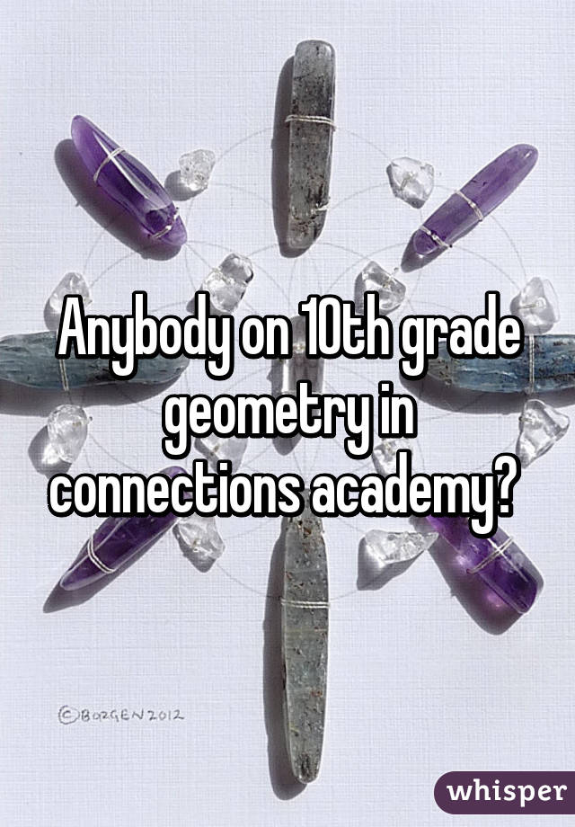 Anybody on 10th grade geometry in connections academy? 