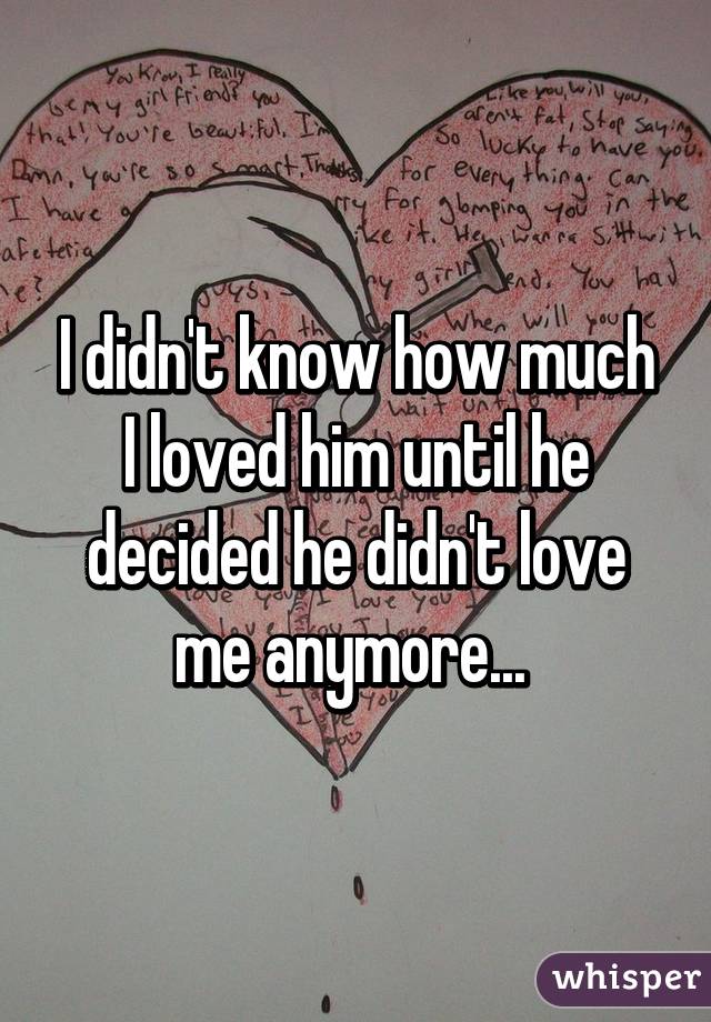 I didn't know how much I loved him until he decided he didn't love me anymore... 