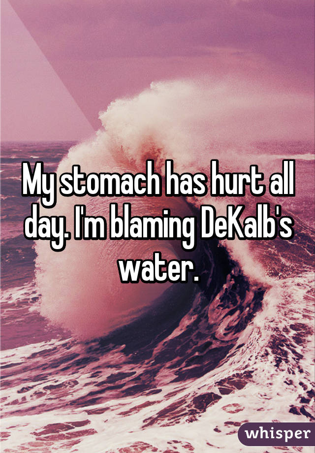 My stomach has hurt all day. I'm blaming DeKalb's water.