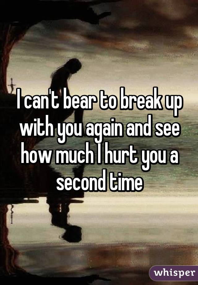 I can't bear to break up with you again and see how much I hurt you a second time