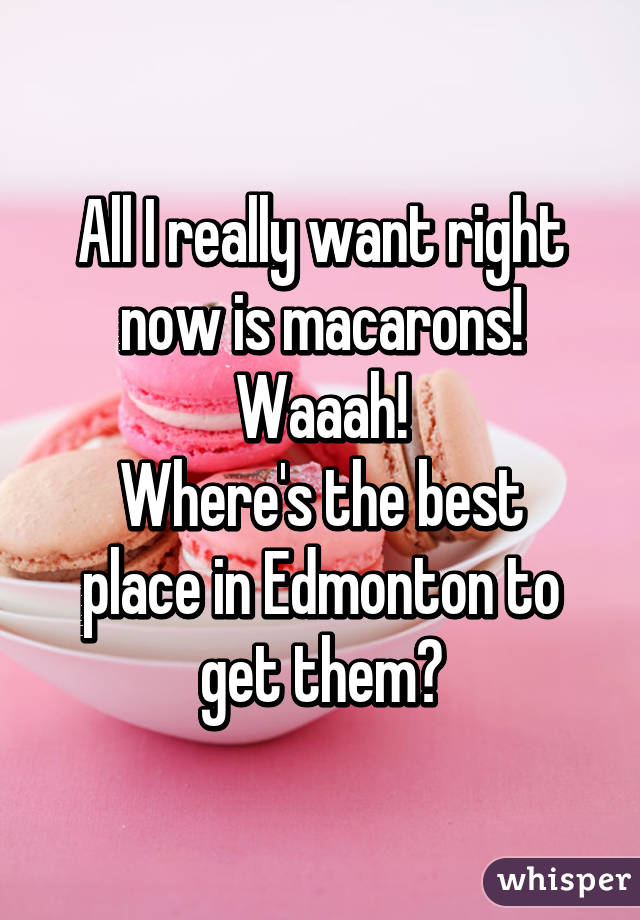 All I really want right now is macarons!
Waaah!
Where's the best place in Edmonton to get them?