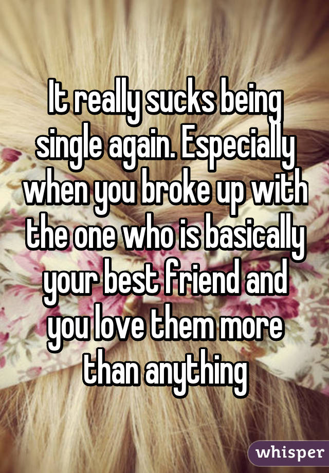 It really sucks being single again. Especially when you broke up with the one who is basically your best friend and you love them more than anything