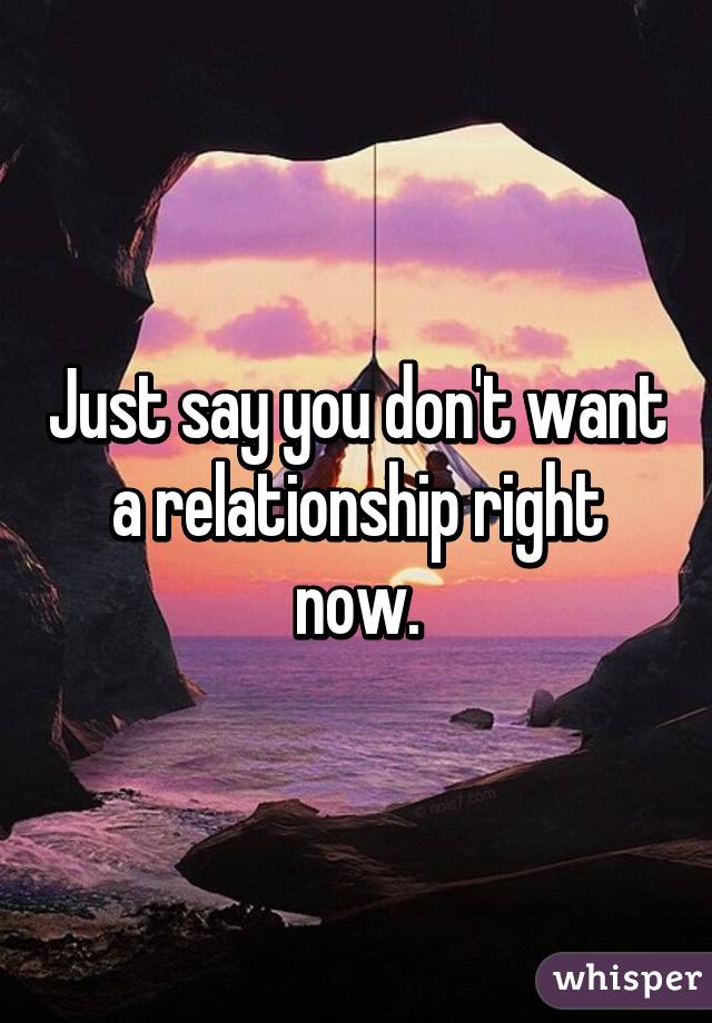 Just say you don't want a relationship right now.