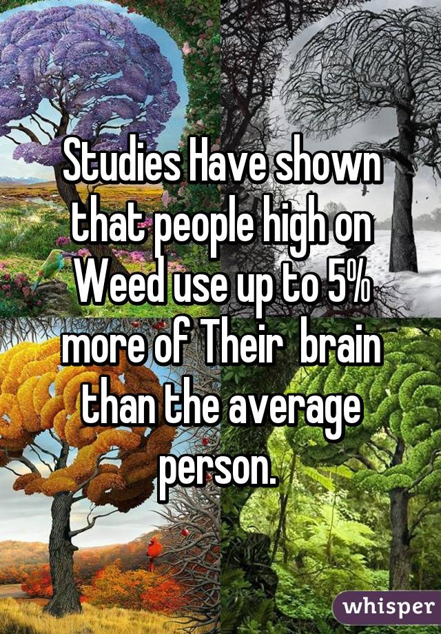 Studies Have shown that people high on Weed use up to 5% more of Their  brain than the average person. 