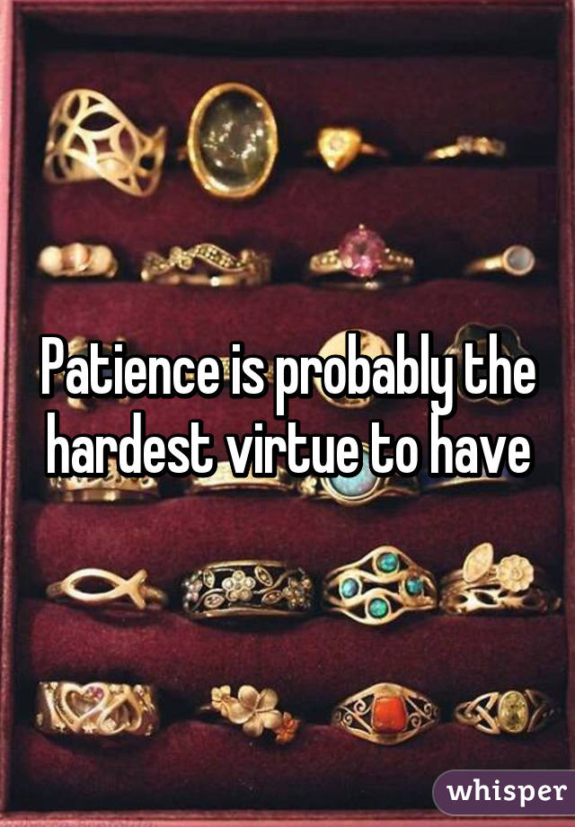 Patience is probably the hardest virtue to have