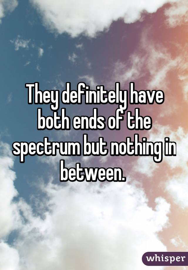 They definitely have both ends of the spectrum but nothing in between. 