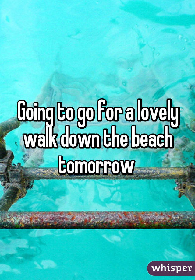 Going to go for a lovely walk down the beach tomorrow 