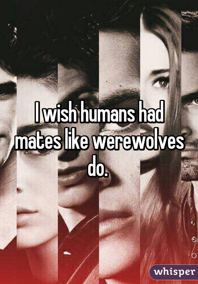 I wish humans had mates like werewolves do. 