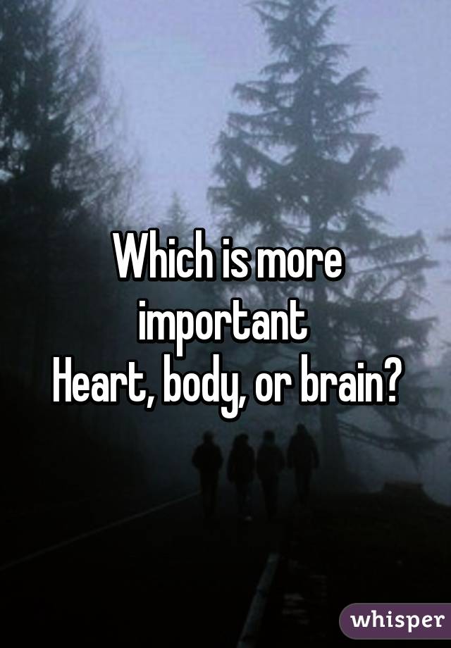 Which is more important 
Heart, body, or brain?