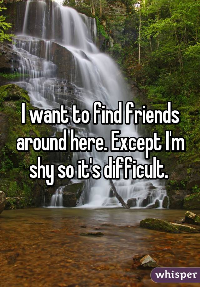 I want to find friends around here. Except I'm shy so it's difficult. 