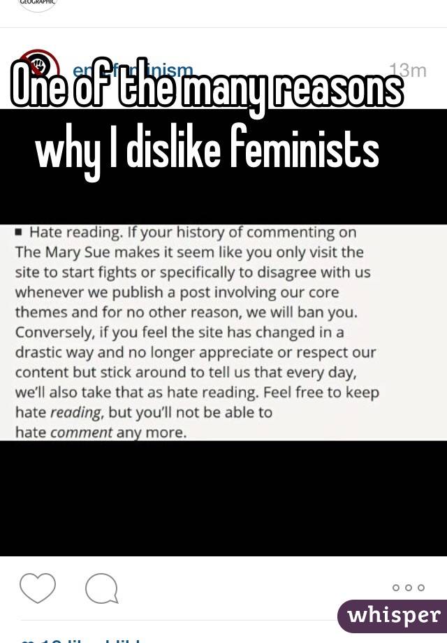 One of the many reasons why I dislike feminists 