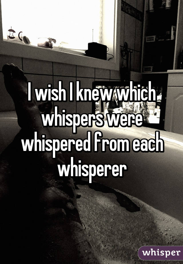 I wish I knew which whispers were whispered from each whisperer