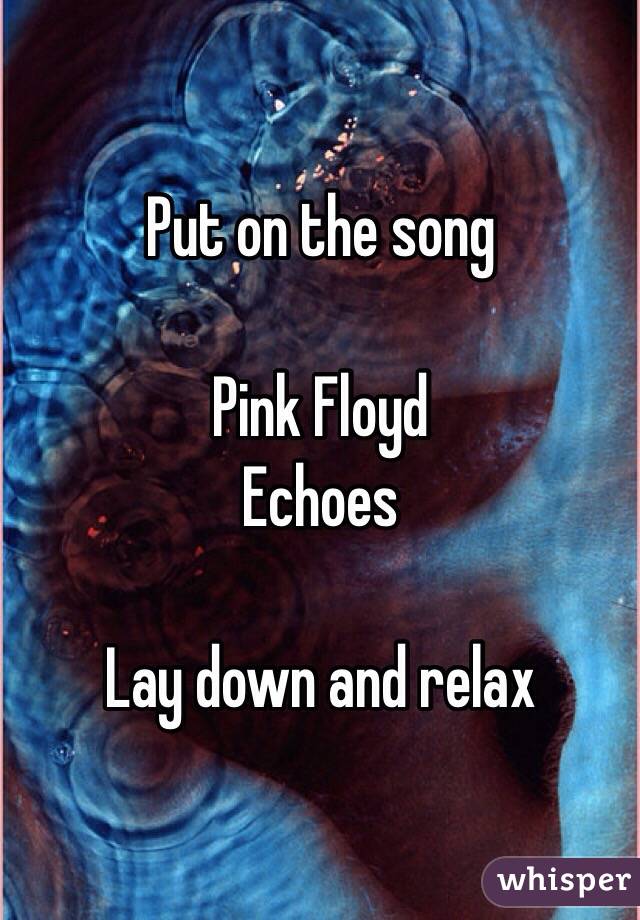 Put on the song

Pink Floyd 
Echoes

Lay down and relax