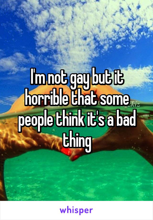 I'm not gay but it horrible that some people think it's a bad thing