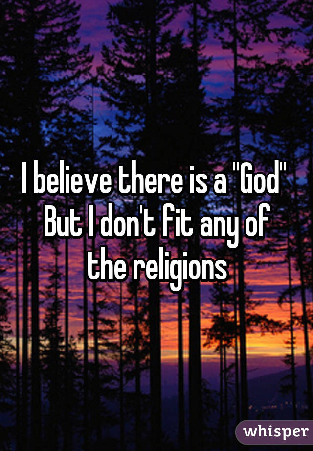 I believe there is a "God" 
But I don't fit any of the religions