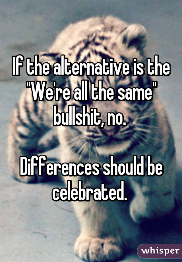 If the alternative is the "We're all the same" bullshit, no. 

Differences should be celebrated. 