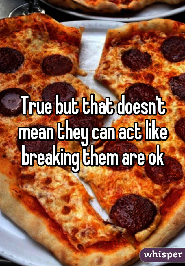 True but that doesn't mean they can act like breaking them are ok