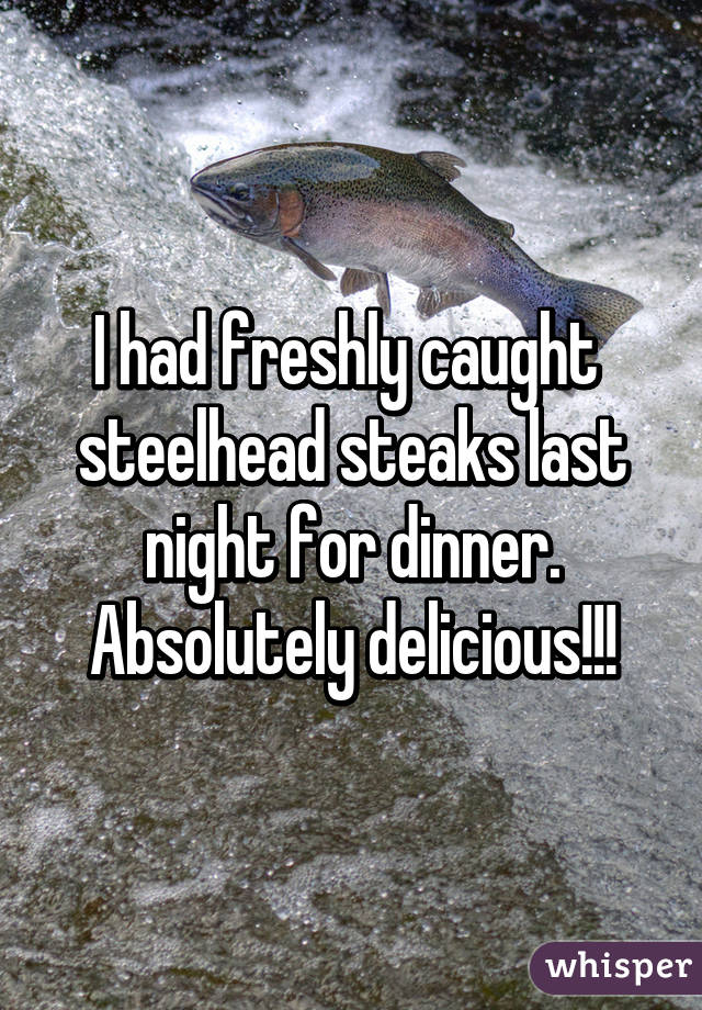 I had freshly caught  steelhead steaks last night for dinner. Absolutely delicious!!!