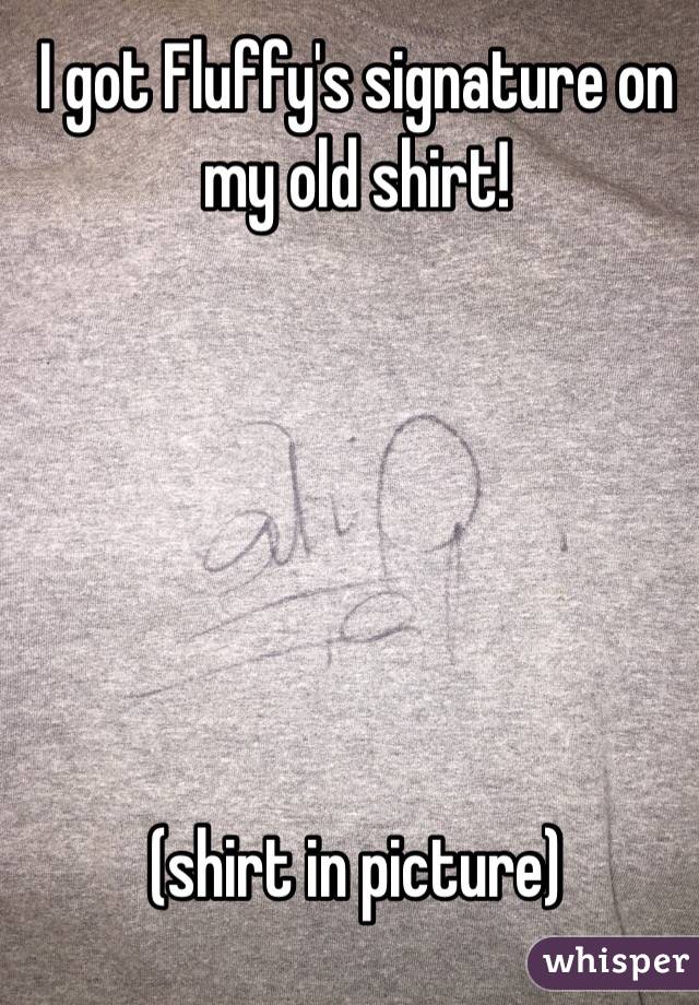 I got Fluffy's signature on my old shirt!






(shirt in picture)