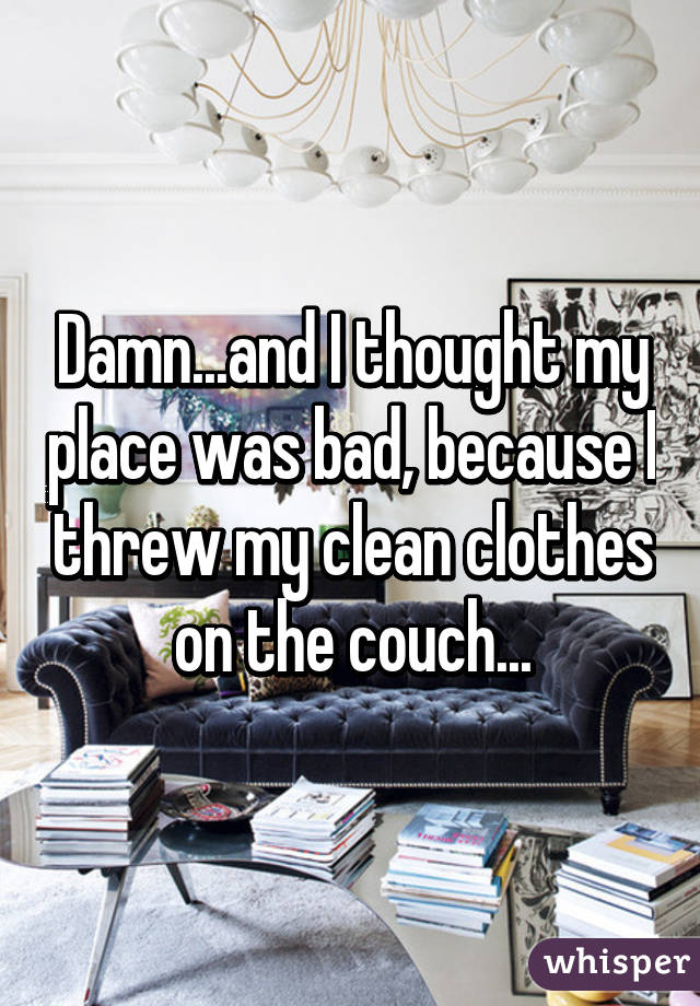 Damn...and I thought my place was bad, because I threw my clean clothes on the couch...