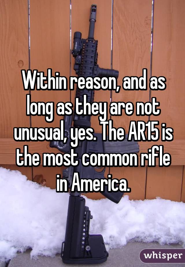 Within reason, and as long as they are not unusual, yes. The AR15 is the most common rifle in America.