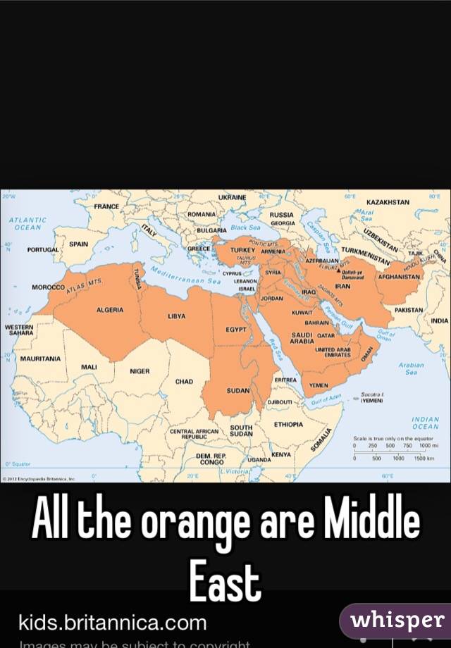 All the orange are Middle East 
