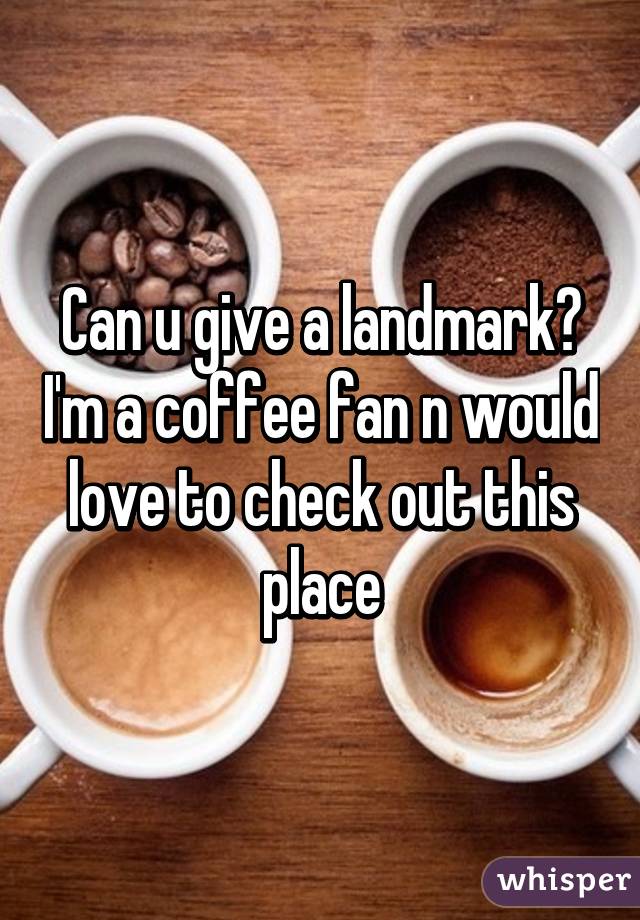 Can u give a landmark? I'm a coffee fan n would love to check out this place