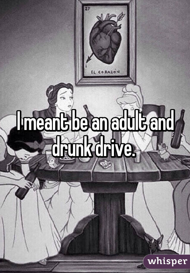 I meant be an adult and drunk drive. 