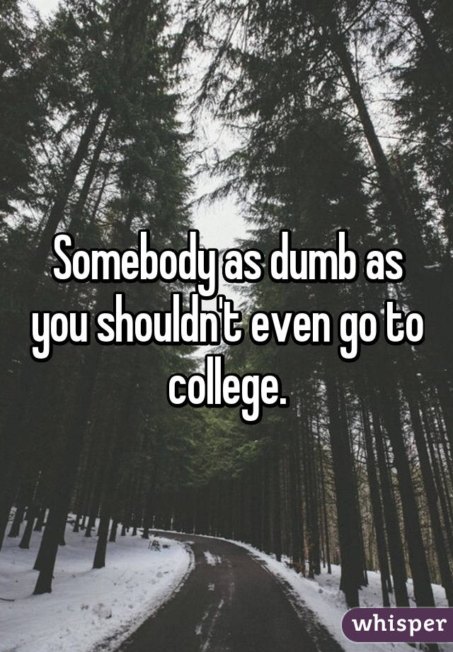 Somebody as dumb as you shouldn't even go to college.