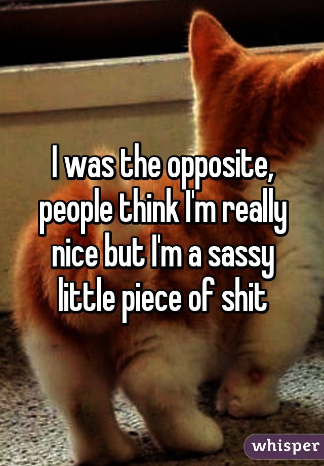 I was the opposite, people think I'm really nice but I'm a sassy little piece of shit