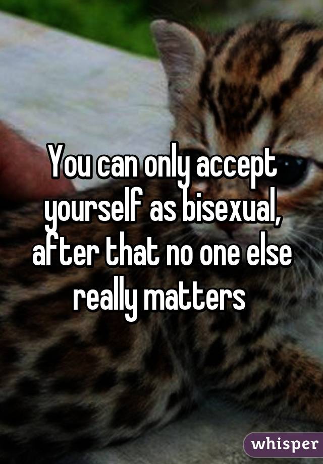 You can only accept yourself as bisexual, after that no one else really matters 