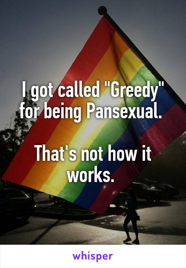 I got called "Greedy" for being Pansexual. 

That's not how it works. 