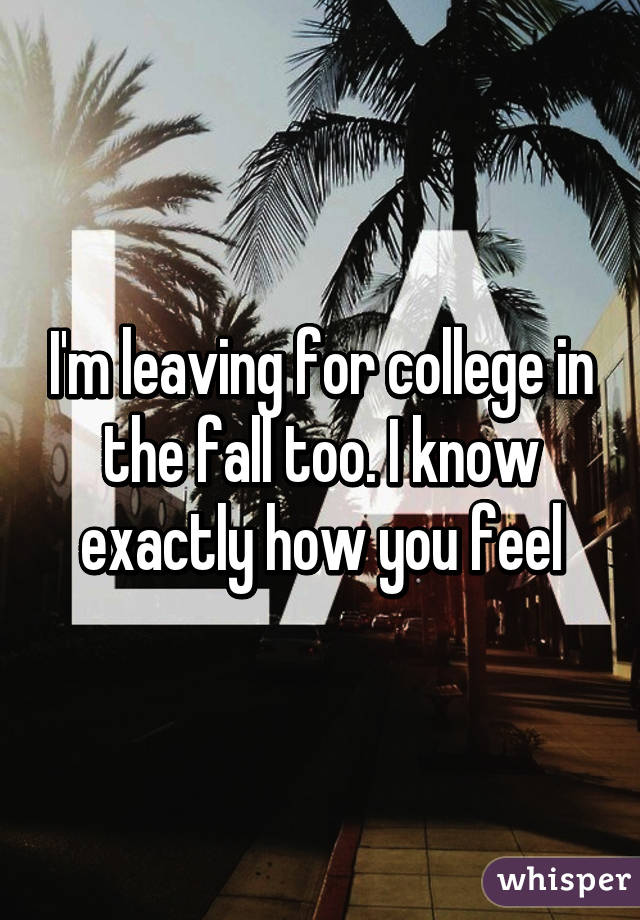I'm leaving for college in the fall too. I know exactly how you feel