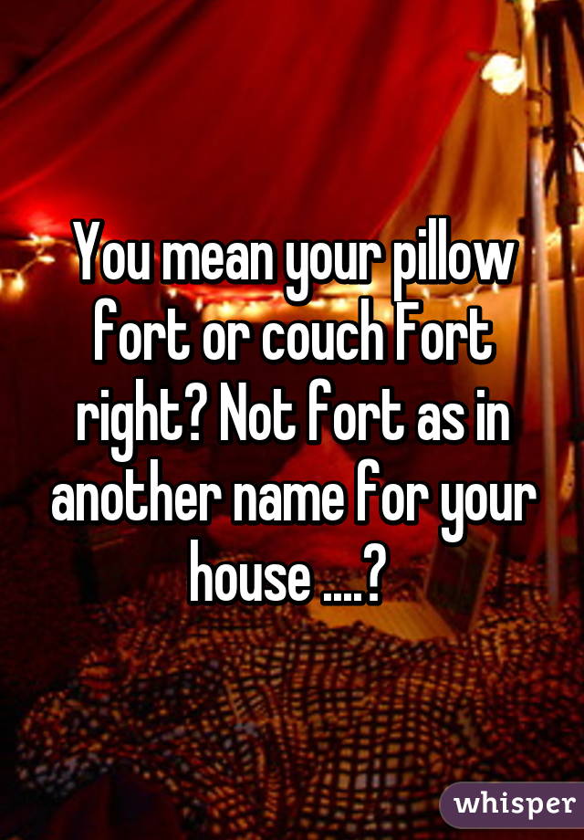 You mean your pillow fort or couch Fort right? Not fort as in another name for your house ....? 