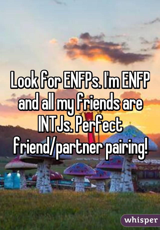 Look for ENFPs. I'm ENFP and all my friends are INTJs. Perfect friend/partner pairing!