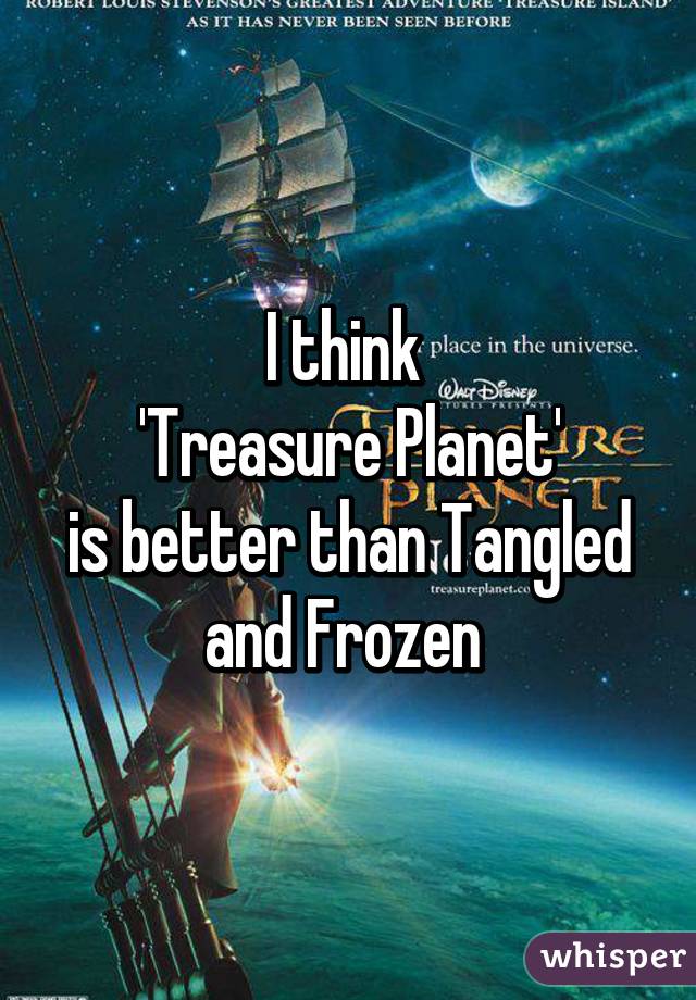 I think 
'Treasure Planet'
is better than Tangled and Frozen 