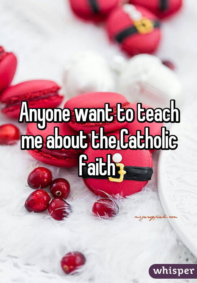 Anyone want to teach me about the Catholic faith 