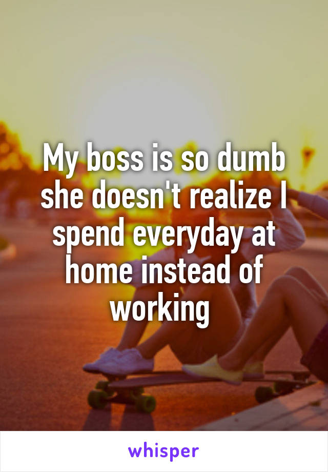 My boss is so dumb she doesn't realize I spend everyday at home instead of working 