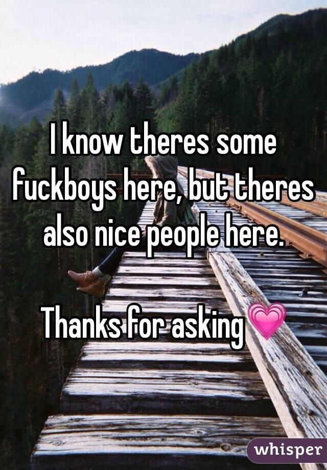 I know theres some fuckboys here, but theres also nice people here.

Thanks for asking💗