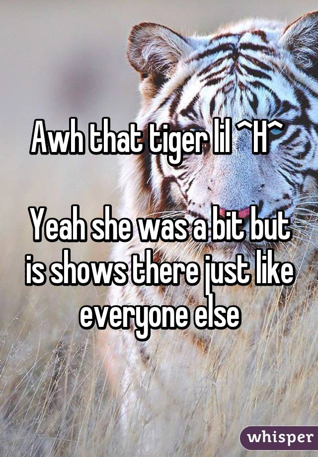 Awh that tiger lil ^H^ 

Yeah she was a bit but is shows there just like everyone else